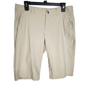 Eddie Bauer Women Travex Shorts Sz T8 Beige Bermuda Hiking 12 In Inseam Outdoor